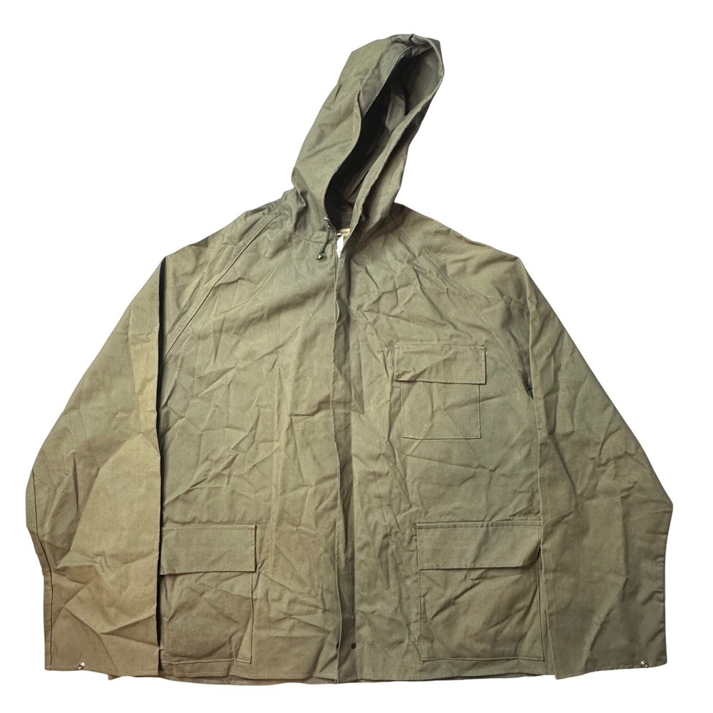 VIntage Weatherite Rain Jacket Mens XL Green Deluxe Rainwear Waterproof Hooded